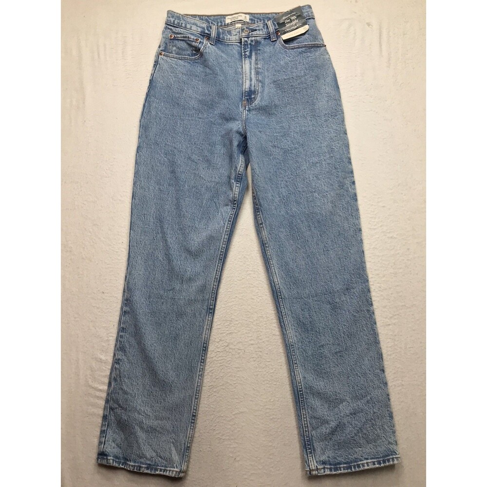 NWT ABERCROMBIE & FITCH 90s Straight Jean Women 10/30 (30x31) Ultra Hi Acid Wash